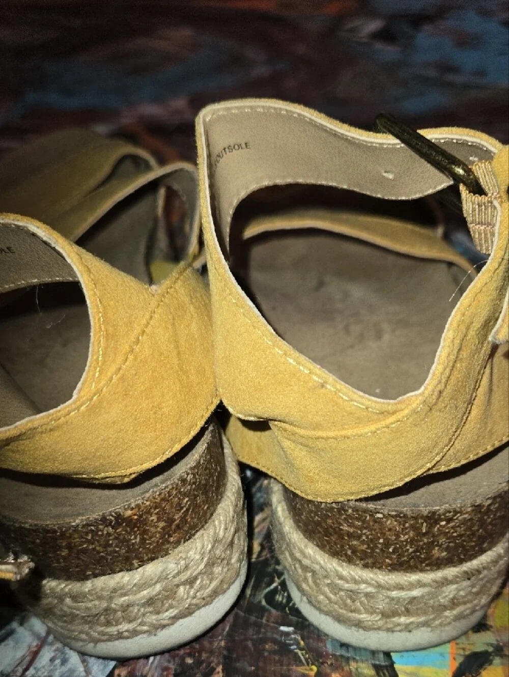 Yellow Suede Strappy Espadrille Sandals